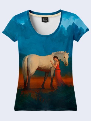 Футболка Девушка и лошадь
